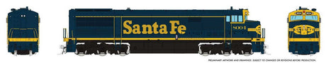 GE U30CG No Steam Generator - Standard DC -- Santa Fe #8004 (Bookend, blue, yellow)