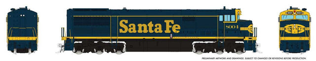 GE U30CG No Steam Generator - Standard DC -- Santa Fe #8004 (Bookend, blue, yellow)