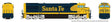 GE U30CG No Steam Generator - Standard DC -- Santa Fe #8001 (Warbonnet, blue, yellow, Large Logo)