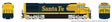 GE U30CG No Steam Generator - Standard DC -- Santa Fe #8003 (Warbonnet, blue, yellow, Large Logo)