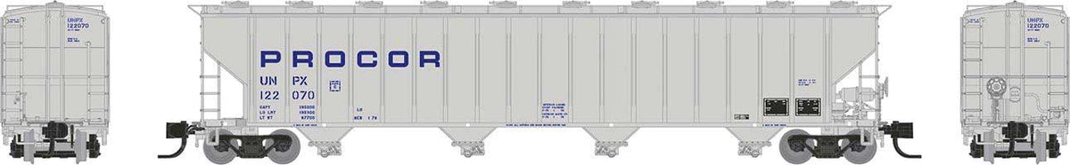 Procor 5820 Covered Hopper - Ready to Run -- Procor, Ltd. UNPX #122070 (gray, Blue Stencil Lettering)