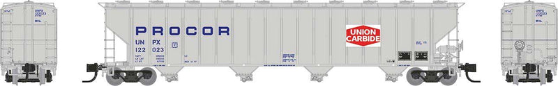 Procor 5820 Covered Hopper 6-Pack - Ready to Run -- Union Carbide UNPX (gray, blue, red, white)