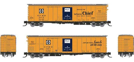 Class RR-56 Mechanical Reefer 4-Pack - Ready to Run -- Santa Fe #1 (orange, blue, black, San Francisco Chief Slogan)