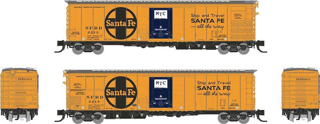Class RR-56 Mechanical Reefer - Ready to Run -- Santa Fe #2 (orange, blue, black, Ship and Travel Slogan, Large Logo)
