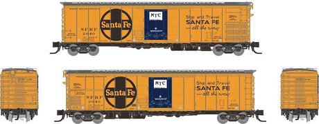 Class RR-56 Mechanical Reefer 4-Pack - Ready to Run -- Santa Fe SFRP (orange, blue, black, Ship and Travel Slogan, Large Logo)