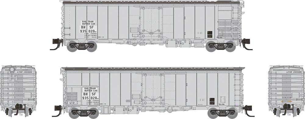 Class RR-56 Mechanical Reefer - Ready to Run -- BNSF Railway #935020 (Rail Train Buffer Car, silver)
