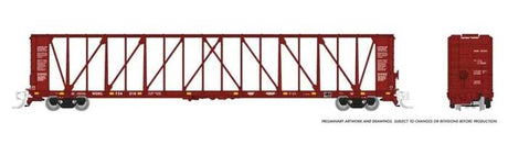 NSC 73' Centerbeam Flatcar 6-Pack - Ready to Run -- Northwestern Oklahoma NOKL (Boxcar Red)