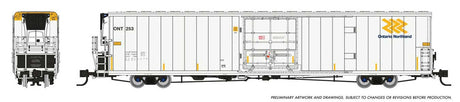 Greenbrier 7780 Cubic Foot Reefer 3-Pack - Ready to Run -- Ontario Northland  #253, 254, 255 (white, yellow, blue)