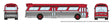 1959-1986 GM New Look-Fishbowl Bus with Working Headlights - Assembled -- Red, Silver