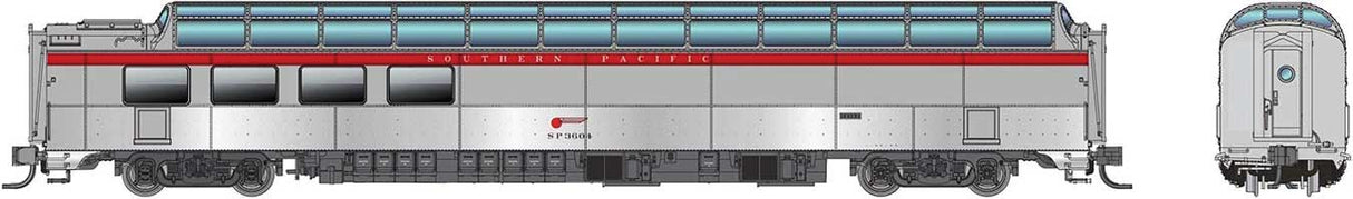 SP 3/4 Dome Lounge Smooth Sides - Ready to Run -- Southern Pacific #3603 (silver, red)