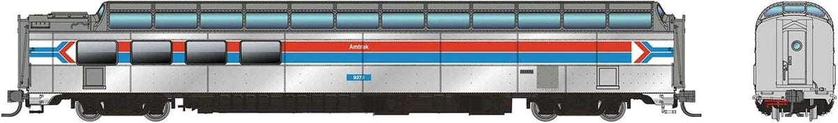 SP 3/4 Dome Lounge Smooth Sides - Ready to Run -- Amtrak #9373 (Phase 1, silver, red, blue, white)