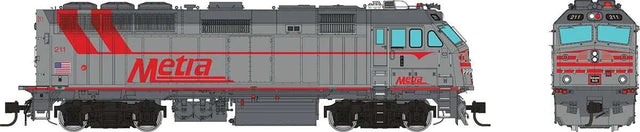 EMD F40PHM-2 - ESU LokSound V5 Sound and DCC -- Metra #211 (CB&Q Heritage, silver, red)