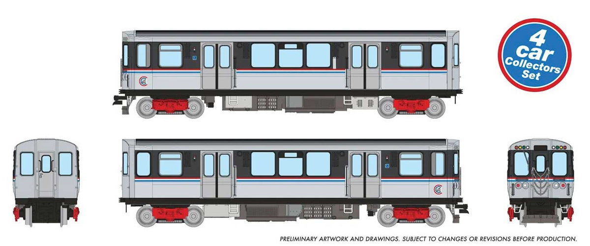 Budd 2600 Series L 4-Car Set - Standard DC -- Chicago Transit Authority CTA (As-Delivered, stainless steel, black)