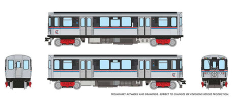 Budd 2600 Series L 2-Car Pair - Standard DC -- Chicago Transit Authority CTA (As-Delivered, stainless steel, black)
