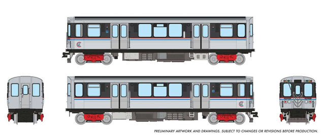 Budd 2600 Series L 2-Car Pair - Standard DC -- Chicago Transit Authority CTA (As-Delivered, stainless steel, black)