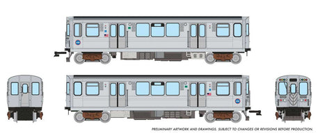 Budd 2600 Series L 2-Car Pair - Standard DC -- Chicago Transit Authority CTA (stainless steel, blue, Speedlines Logo)