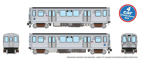 Budd 2600 Series L 4-Car Set - Standard DC -- Chicago Transit Authority CTA (stainless steel, blue, Circle Logo)