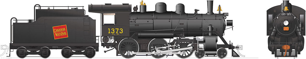 Class H-6-g 4-6-0 with Steel Cab - LokSound and DCC -- Canadian National 1373 (black, red, Tilted Wafer Logo)