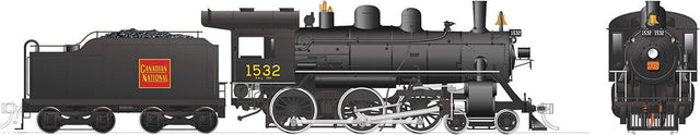 Class H-6-g 4-6-0 with Steel Cab - LokSound and DCC -- Canadian National 1532 (black, red, Straight Wafer Logo)
