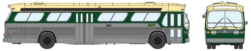 1959-1986 GM New Look/Fishbowl Bus - Standard - Assembled -- Detroit DSR #2045 (silver, green, yellow)
