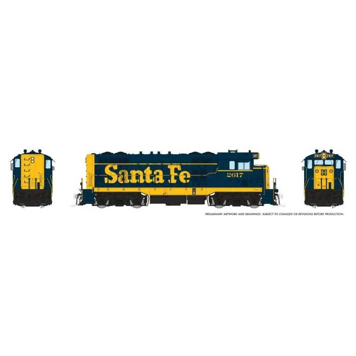 Santa Fe CF7 w/Round Cab - Standard DC -- Santa Fe #2620 (Pinstripe, blue, yellow)