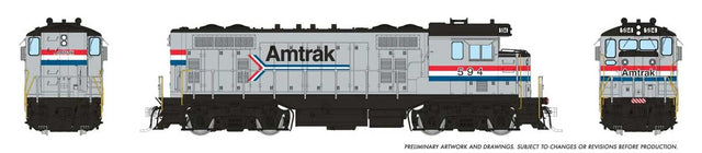 Santa Fe CF7 w/Round Cab - Standard DC -- Amtrak #594 (silver, black, red, white, blue, Phase 3 Stripes)