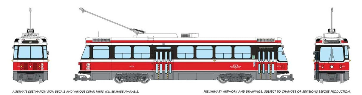 Canadian Light Rail Vehicle CLRV - Standard DC -- Toronto Transit Commission TTC #4004 (Early, red, white)