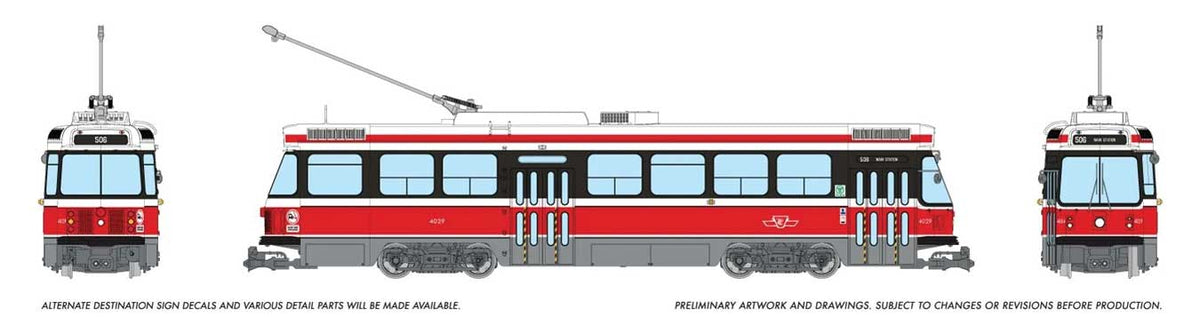 Canadian Light Rail Vehicle CLRV - Standard DC -- Toronto Transit Commission TTC #4029 (Early, red, white)