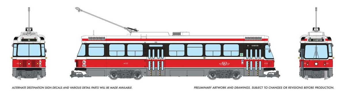 Canadian Light Rail Vehicle CLRV - Standard DC -- Toronto Transit Commission TTC #4135 (Early, red, white)