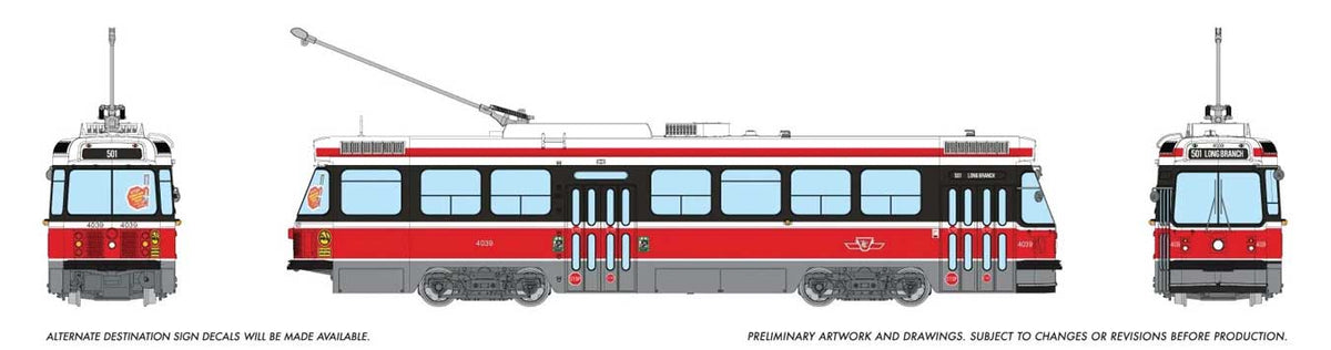 Canadian Light Rail Vehicle CLRV - Standard DC -- Toronto Transit Commission TTC #4039 (Late, red, white)