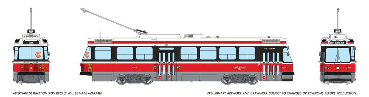 Canadian Light Rail Vehicle CLRV - Standard DC -- Toronto Transit Commission TTC #4034 (Late, red, white)