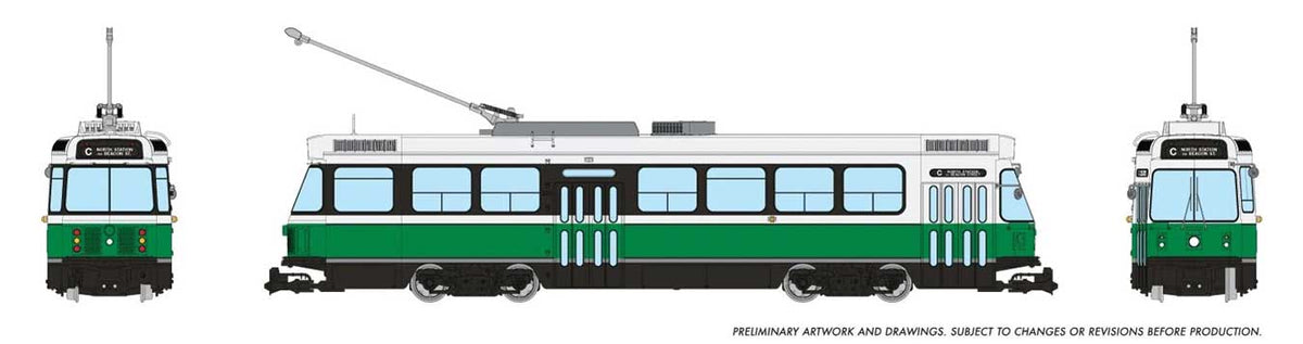 Canadian Light Rail Vehicle CLRV - Standard DC -- MBTA Boston (Fantasy Scheme, white, green)