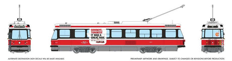 Canadian Light Rail Vehicle CLRV - Sound and DCC -- Toronto Transit Commission TTC #4057 (Late, red, white, Goodbye Toronto)