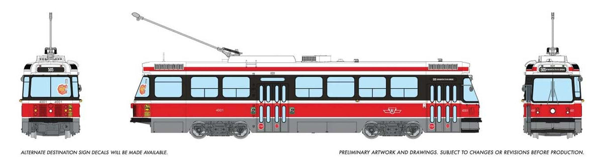 Canadian Light Rail Vehicle CLRV - Sound and DCC -- Toronto Transit Commission TTC #4001 (Late, red, white)