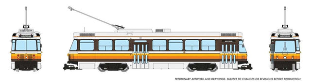 Canadian Light Rail Vehicle CLRV - Sound and DCC -- Buffalo, NY (Fantasy Scheme, white, orange, yellow, brown, black)