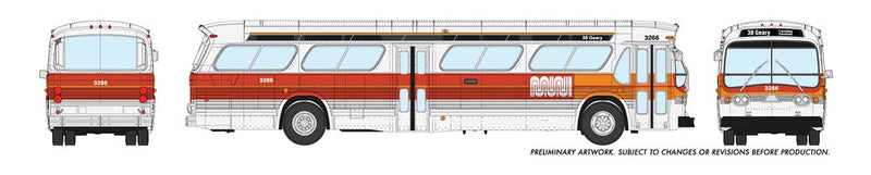 1960s-1986 GM New Look-Fishbowl Bus - Standard - Assembled -- San Francisco MUNI 3266 (Landor, white, red, orange)