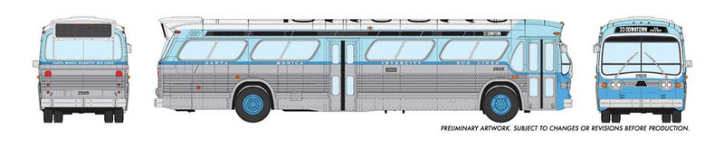 1960s-1986 GM New Look-Fishbowl Bus - Standard - Assembled -- Santa Monica 4913 (silver, two-tone blue)