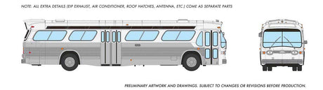 1959-1986 GM New Look/Fishbowl Bus - Deluxe Lighted - Assembled -- Painted, Unlettered (Transit w/Dual Doors, white, silver)