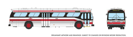 1959-1986 GM New Look/Fishbowl Bus - Deluxe Lighted - Assembled -- Toronto Transit Commission TTC #2855 (Modern Scheme, white, black, red, silv