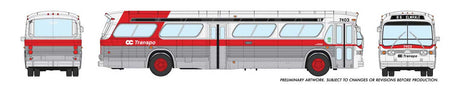 1960s-1986 GM New Look-Fishbowl Bus - Deluxe Lighted - Assembled -- OC Transpo 7315 (silver, red, white)