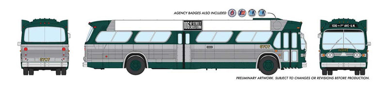 1960s-1986 GM New Look-Fishbowl Bus - Deluxe Lighted - Assembled -- New York City MTA 6857 (silver, green)
