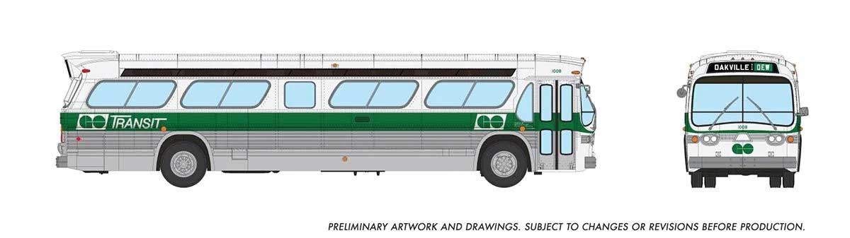 Mid-1960s - 1980s Suburban New Look Bus - Lighted - Assembled -- GO Transit #1008 (As-Delivered, silver, white, green)