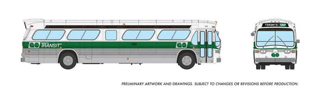 Mid-1960s - 1980s Suburban New Look Bus - Lighted - Assembled -- GO Transit #1014 (As-Delivered, silver, white, green)