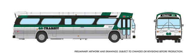 Mid-1960s - 1980s Suburban New Look Bus - Lighted - Assembled -- GO Transit #1046 (Late, green, silver, white)
