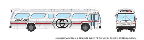 Mid-1960s - 1980s Suburban New Look Bus - Lighted - Assembled -- Gray Coach #1414 (white, gray, red)