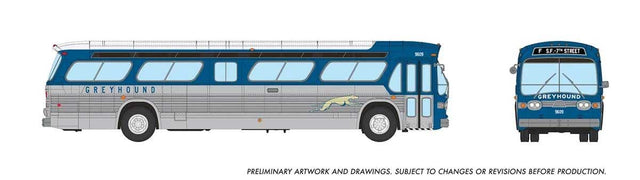 Mid-1960s - 1980s Suburban New Look Bus - Lighted - Assembled -- Greyhound #9609 (blue, silver, white)