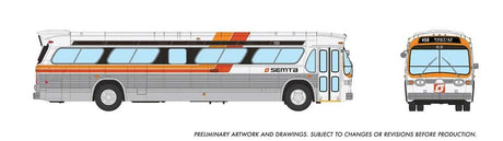 Mid-1960s - 1980s Suburban New Look Bus - Lighted - Assembled -- SEMTA Detroit Area #1521 (silver, white, red, orange)