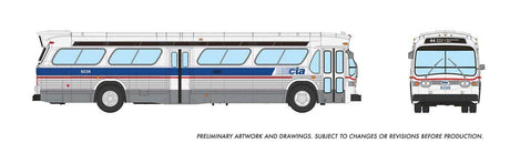 1959-1986 GM New Look/Fishbowl Bus - Deluxe Lighted - Assembled -- Chicago Transit Authority CTA #9236 (Late Scheme, white, blue, red, silver)