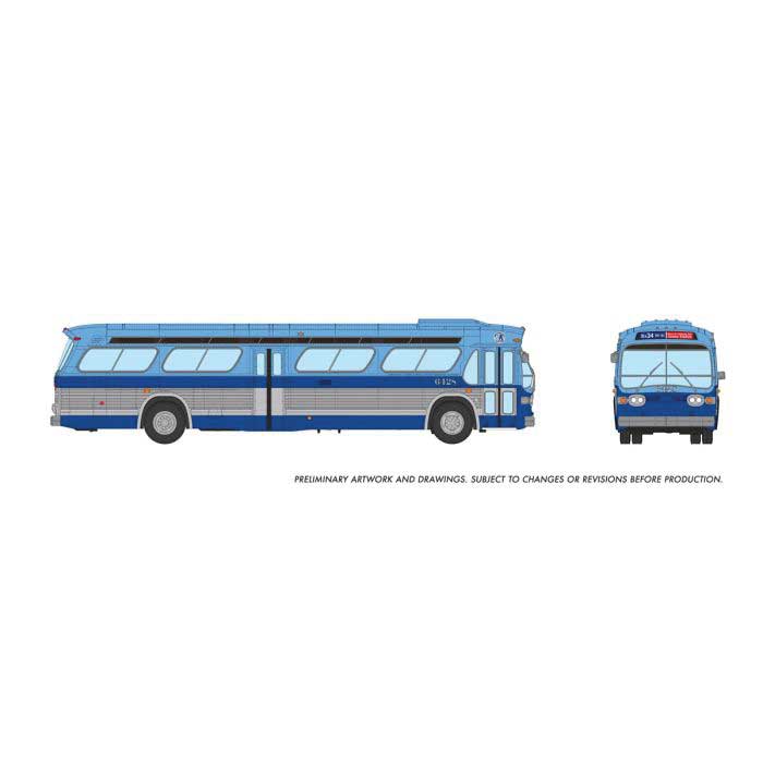 1959-1986 GM New Look/Fishbowl Bus - Deluxe Lighted - Assembled -- New York MTA #6428 (blue, silver)