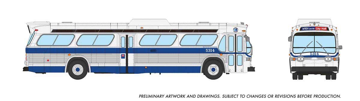 1959-1986 GM New Look/Fishbowl Bus - Deluxe Lighted - Assembled -- New York MTA #5314 (Blitz Scheme, white, blue, silver)